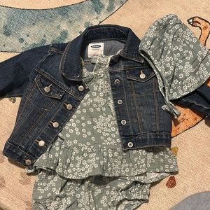 Jean jacket and muslin outfit.